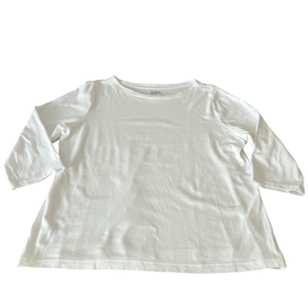 Croft & Barrow Women’s 3/4 Sleeve Top, EUC, Size-XL, Color-White